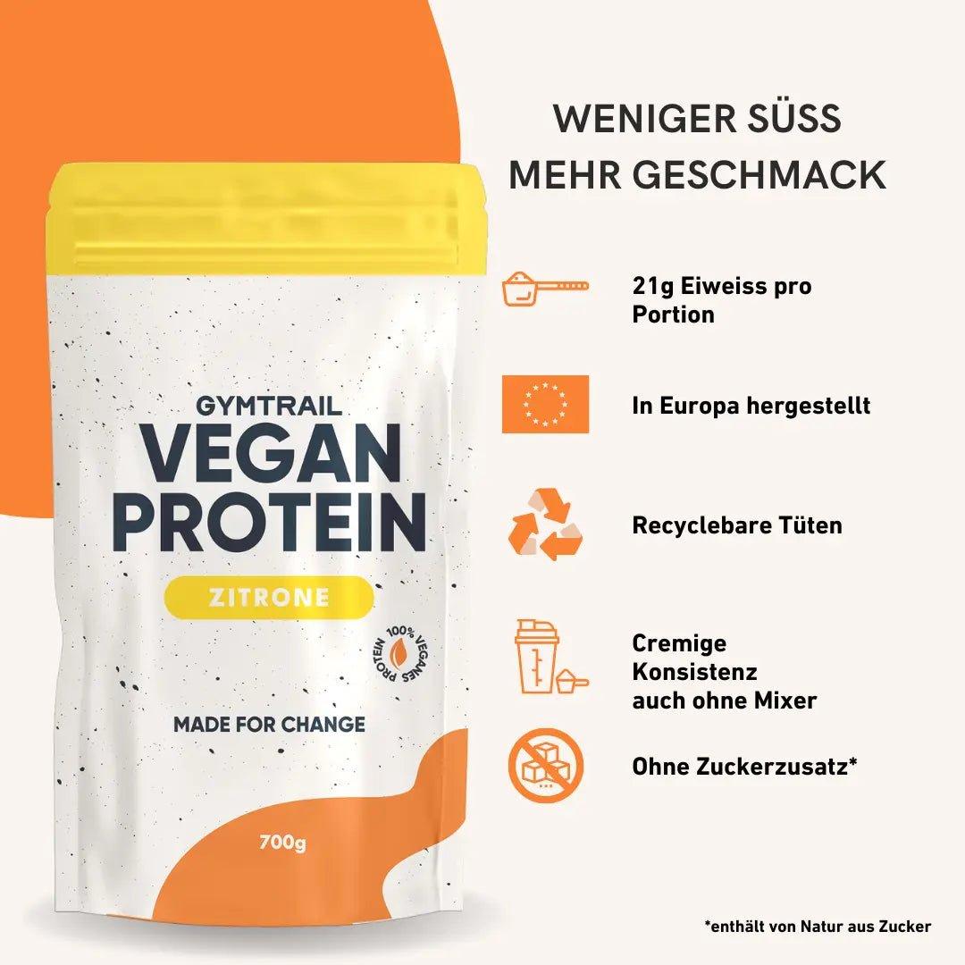 Veganes Eiweiss 700g - Zitrone - Gymtrail - Veganes Protein Made for Change