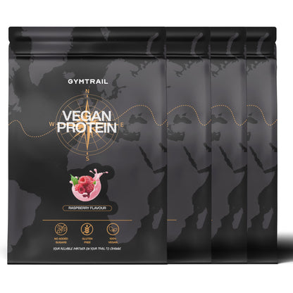 GYMTRAIL® Veganes Eiweißpulver aus Erbsenprotein| Pflanzliches Proteinpulver mit essenziellen Aminosäuren | Ohne Soja und Süßungsmittel mit Birkenzucker | Himbeere