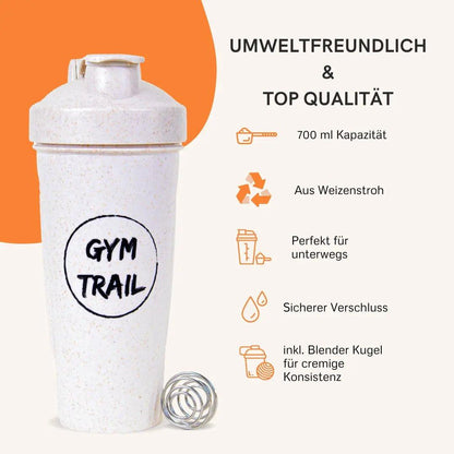 Gymtrail - Nachhaltiger Shaker aus Weizenstroh 700 ml - Gymtrail - Veganes Protein Made for Change