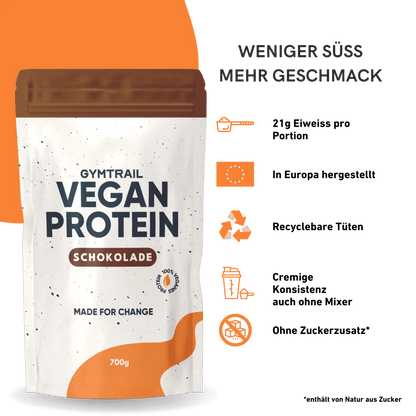 Veganes Eiweiss 700g - Schokolade - Gymtrail - Veganes Protein Made for Change