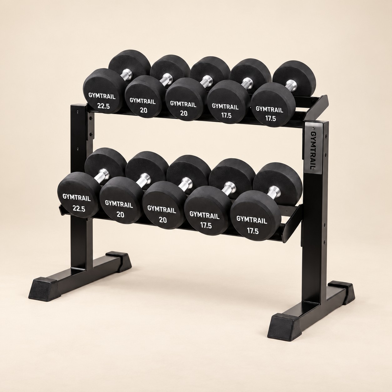 GYMTRAIL Hantel- & Kettlebell-Racks – Produktvisualisierung aus dem Prospekt